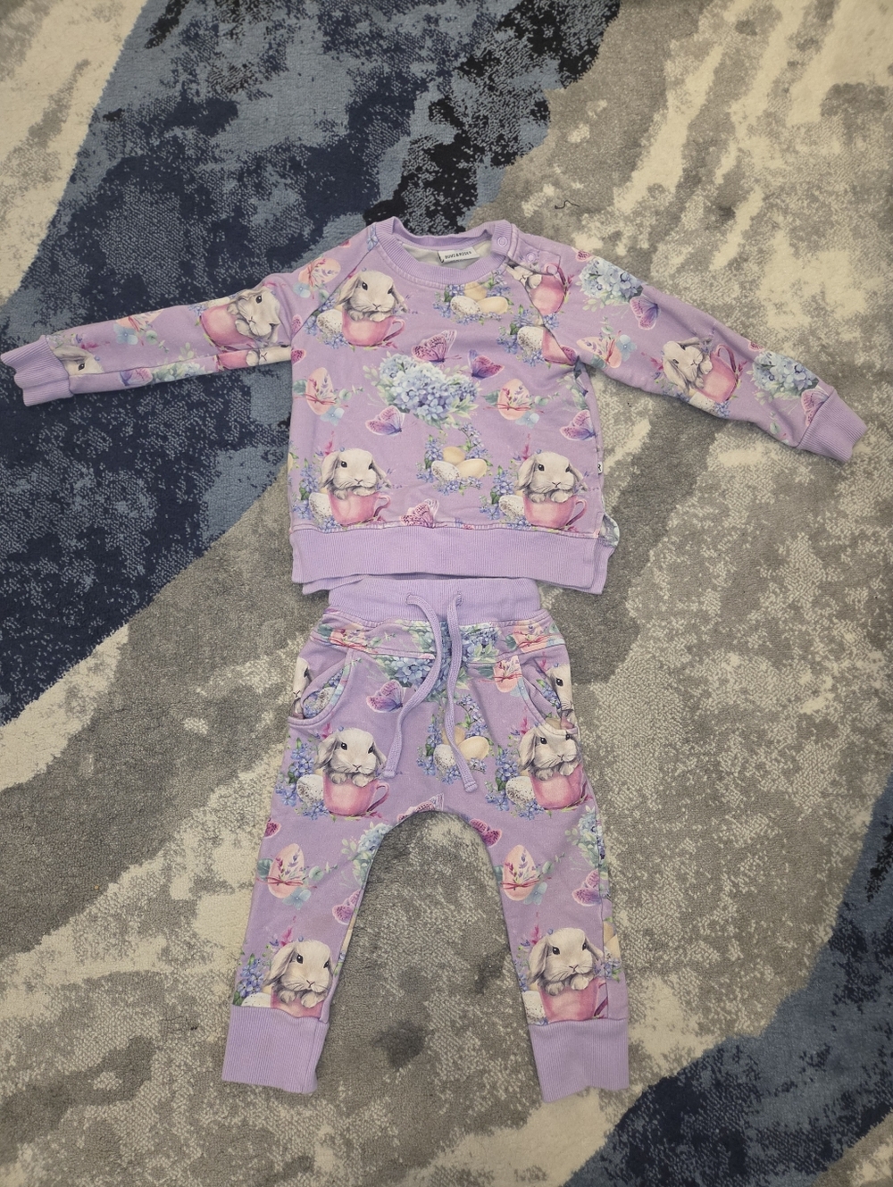 Bums And Roses Spring Par-tea Purple Jogger Set Size 18-24 Sold Out Everywhere - Picture 4 of 8